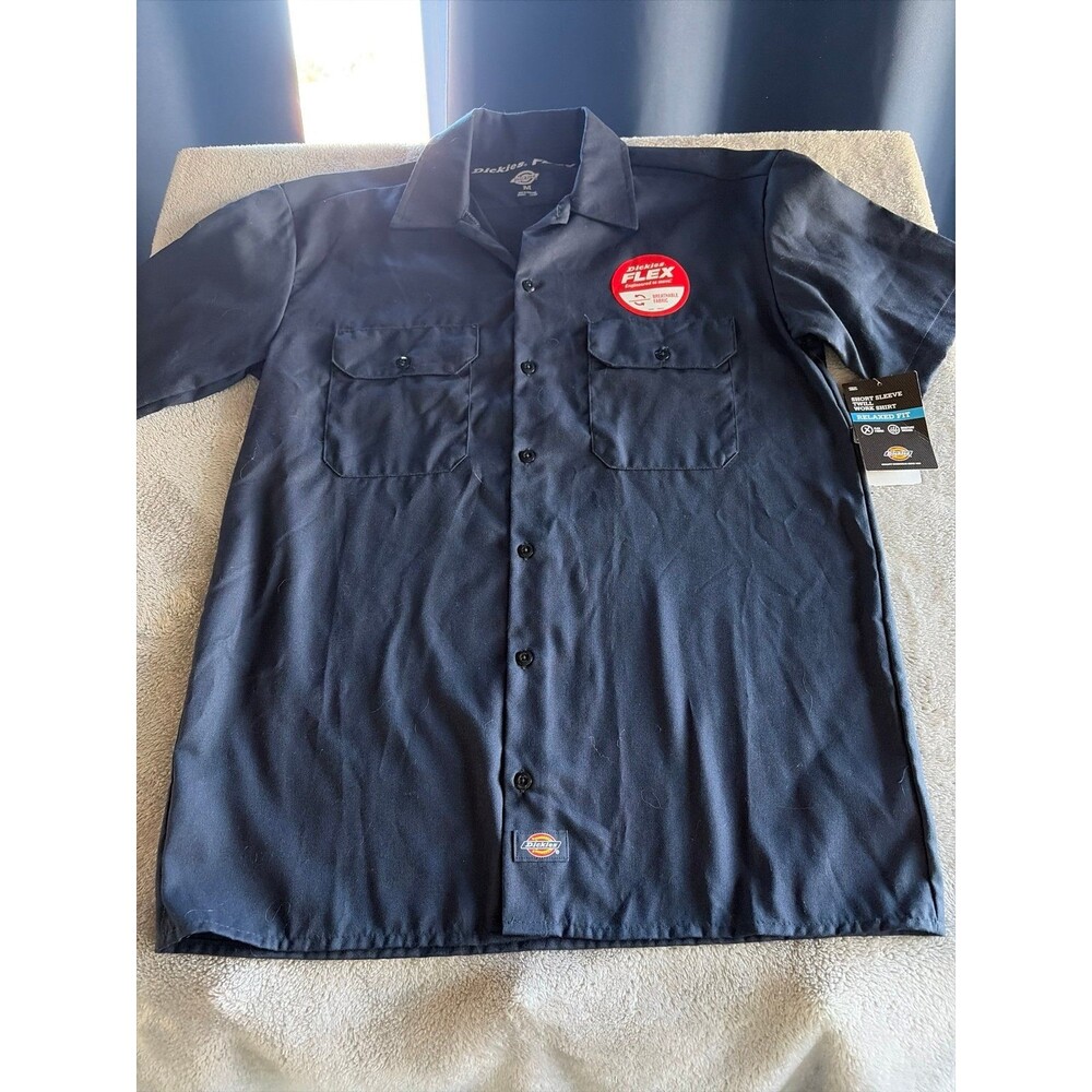Dickies FLEX Men’s Short Sleeve Work Shirt - Navy Blue - Size Medium